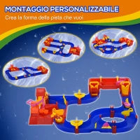 Playset Acquatico 78 Pezzi con Acqua e Sabbia per Bambini 3-6 Anni, 123x111x7cm, Blu e Rosso