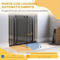 Cancellino per Cani Estensibile a Pressione con Chiusura Automatica, in Acciaio e ABS, 75-103x76 cm, Nero