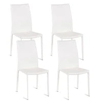 E-STYLO Sedia in similcuoio bianco e gambe rivestite in similcuoio bianco, impilabile, 42cm X 41cm H. 95cm.