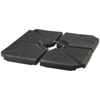 Base per Ombrellone in HDPE da 4 Pezzi, Riempibili con Acqua e Sabbia max 18kg, 103x103x8.3 cm, Nero