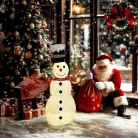 Pupazzo di Neve 78 LED, Luci Bianco Caldo/Multicolore, Telaio in Acciaio, Interno/Esterno