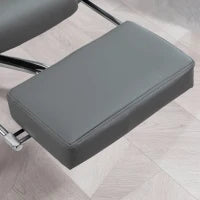 Sedia da Ufficio Ergonomica Reclinabile a 145° con Poggiapiedi Estraibile in Finta Pelle, Grigio