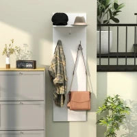 Appendiabiti da Parete, Mobile da Ingresso, con Ripiano, 2 Ganci e Barra in Alluminio, per Ingresso, Corridoio, Camera