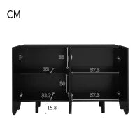 Credenza a goccia, con ante sagomate,  120×37,5×80,8 cm, Nero