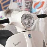 Moto Elettrica per Bambini con Licenza Ufficiale Vespa Batteria 6V, Fari e Clacson, per Bimbi da 18-36 mesi, Bianco, 66.5x38x52cm