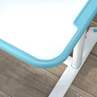 Set Scrivania e Sedia per Bambini Regolabili, Banco Scuola con Piano Inclinabile, Cassetto, Scaffale, Blu