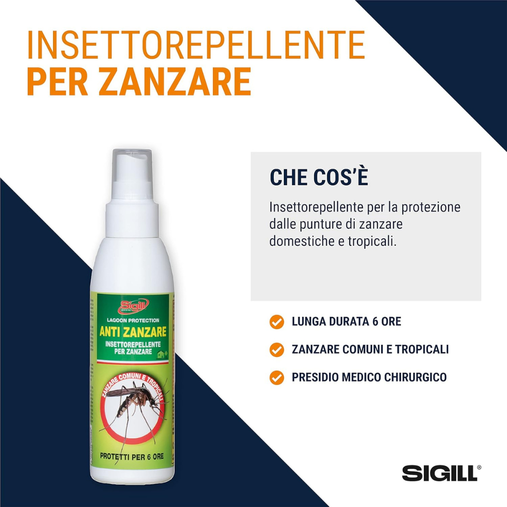 Spray anti zanzare comuni tropicali protezione 6 ore profumazione gradevole