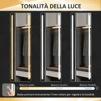 Specchio da Parete Rettangolare con Luci LED Regolabili e Interruttore Touch, 40x120cm