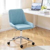 Sedia per Scrivania ad Altezza Regolabile con 5 Rotelle, in Silicone PU, Schiuma e Acciaio, 52x58x80-90 cm, Blu