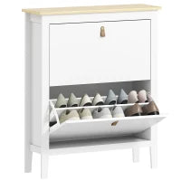 Scarpiera Slim 2 Cassetti per 14 Paia di Scarpe Taglia EU44 e Ripiani Regolabili, 80x24x95.5cm, Bianco