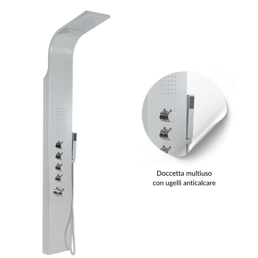 Colonna doccia termostatica siria 4 funzioni getto a cascata bocchette lombari *** finitura- cromo lucido, confezione 1