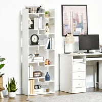 Libreria Moderna a 6 Livelli con 11 Scaffali Aperti per Studio e Soggiorno, 61x23x162.6 cm, Bianco