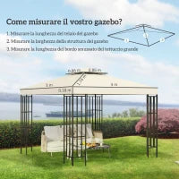 Copertura per Gazebo da Giardino Tetto Sostitutivo Anti-UV Impermeabile in Poliestere 3x3m Crema