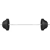 Set di Bilanciere e Dischi da 70 kg totali con 8 Pesi, Bilanciere Palestra Regolabile Antiscivolo in Acciaio, Plastica e Sabbia, Barra Ø25 mm, 170x40.5x40.5cm, Nero