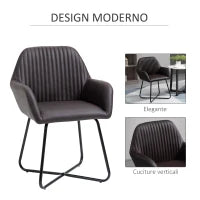 Set 2 Sedie Moderne per Sala da Pranzo, Cucina o Soggiorno, Sedie Imbottite in Similpelle Marrone 60x56.5x85cm
