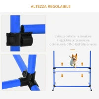 Set di 4 Ostacoli Agility Dog per Addestramento Cani ad Altezza Regolabile con Borsa da Trasporto Inclusa, 99x65x94cm, Blu