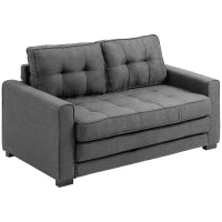 Divano Letto in Tessuto 2 Posti con Imbottitura e Molle, 151x75x85 cm, Grigio