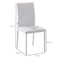 Set 4 Sedie Imbottite per Sala da Pranzo con Rivestimento in Similpelle, 41x50x91cm - Bianco