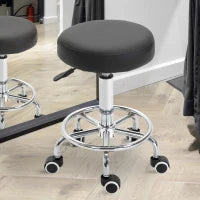 Sgabello con Ruote, sgabello da massaggio con altezza regolabile 50-64 cm e seduta imbottita, girevole 360°, nero
