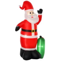 Babbo Natale Gonfiabile Luminoso 240cm con Sacchetto Regalo Luci LED Decorazione Natalizia