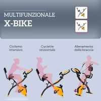 Cyclette Pieghevole con Resistenza Magnetica 8 Livelli, Sensore di Frequenza Cardiaca, Volano 2.5kg, Giallo