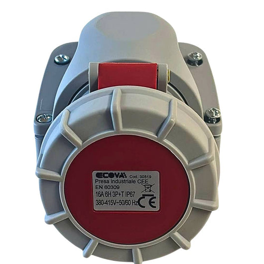 Ecova 30519 presa industriale 16a 380v 3p+t ip67 da parete