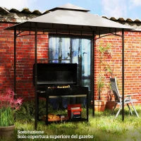 Copertura per Gazebo da Giardino per Barbecue 1.52x2.44 m a 2 Livelli in Poliestere Grigio Chiaro
