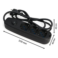 Ecova 30096x multipresa 3 uscite universali nera con cavo 1,5m e interruttore