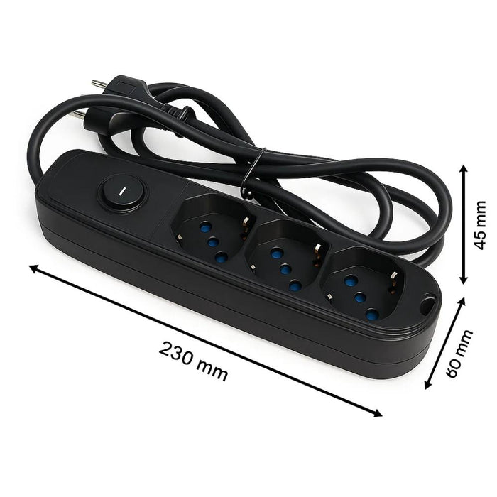 Ecova 30096x multipresa 3 uscite universali nera con cavo 1,5m e interruttore