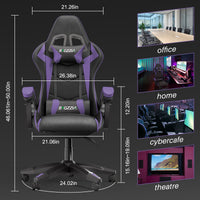 Sedia gaming ergonomica - RATTANTREE - con Supporto Lombare Sedia da Gioco in Pelle Pu con Altezza Regolabile - viola nerastro