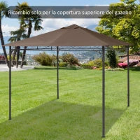 Tetto di Ricambio 3x3m, Telo Sostitutivo per Gazebo da Giardino in Poliestere con Foro di Ventilazione, Color caffè