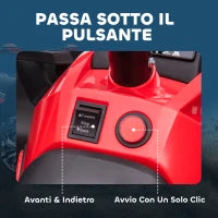 Quad per Bambini Elettrico 12V con Fari e Batteria Ricaricabile, Età 3-5 Anni, 100x65x73cm, Rosso