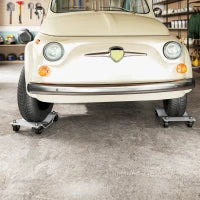 DURHAND Set di 2 Carrelli Sposta Auto in Metallo Antiscivolo con Ruote Girevoli e Bloccabili, Argento