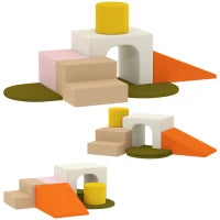 Set 8 Costruzioni Morbide per Bambini 0-3 Anni da Interni, in Velluto e Schiuma PU Arancione