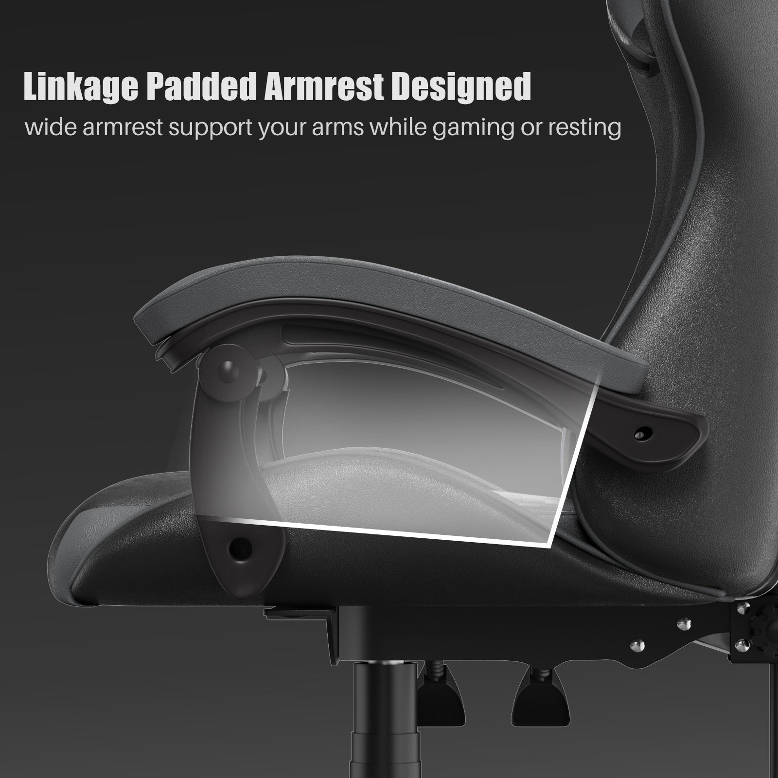 Sedia gaming ergonomica - RATTANTREE - con Supporto Lombare Sedia da Gioco in Pelle Pu con Altezza Regolabile - Nero Grigio