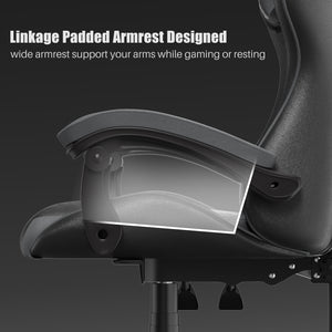 Sedia gaming ergonomica - RATTANTREE - con Supporto Lombare Sedia da Gioco in Pelle Pu con Altezza Regolabile - Nero Grigio