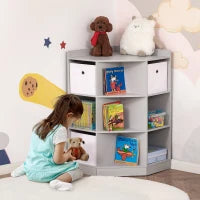 Scaffale per Bambini a 3 Cassetti in Tessuto non Tessuto e MDF, Grigio