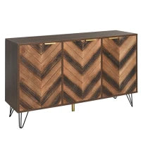 Credenza a 3 Ante con Spazio portaoggetti, color Legno Naturale