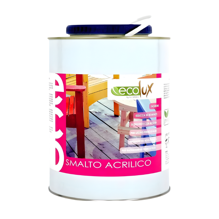 Ecolux smalto satinato acrilico ecologico per legno e metallo *** formato 2.5 lt, colore- rosso ossido, confezione 1