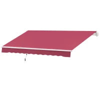 Tenda da Sole per Esterno Avvolgibile a Manovella in Metallo e Alluminio, 4x2.5m, Rosso Scuro