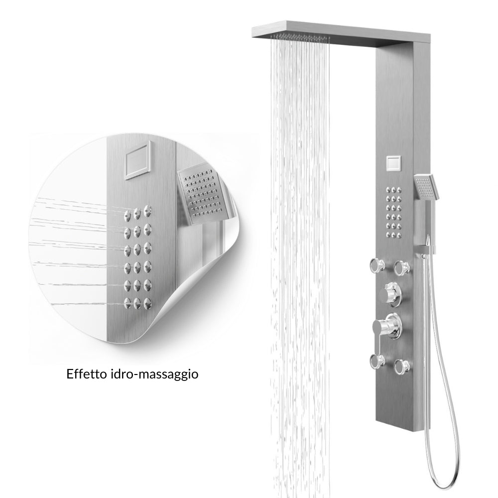Colonna pannello doccia chester-1 spazzolata acciaio 4 funzioni display temperatura