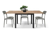 PAZZO DESIGN Tavolo allungabile, Rovere Rustico, Nobilitato melaminico, Made in Italy, Basamento Nero, 90 x 90 x 76,5 cm