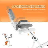 Cyclette Pieghevole con Resistenza Magnetica 8 Livelli, Sensore di Frequenza Cardiaca, Volano 2.5kg, Arancione