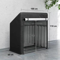 Portalegna da Esterno in Acciaio Rinforzato con Copertura Impermeabile, 100x60x110 cm, Nero