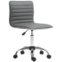 Sedia da Ufficio Ergonomica in Pelle PU con Altezza Regolabile, Seduta Girevole e Ruote, Grigio Scuro