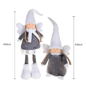 Set di 2 Angeli con Stelline H40/30 cm in Tessuto Grigio