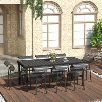 Tavolo da Pranzo da Giardino per 8 Persone, Tavolo da Giardino da Esterno in Alluminio, per Patio o Terrazza, 190 x 90 x 74 cm, Nero