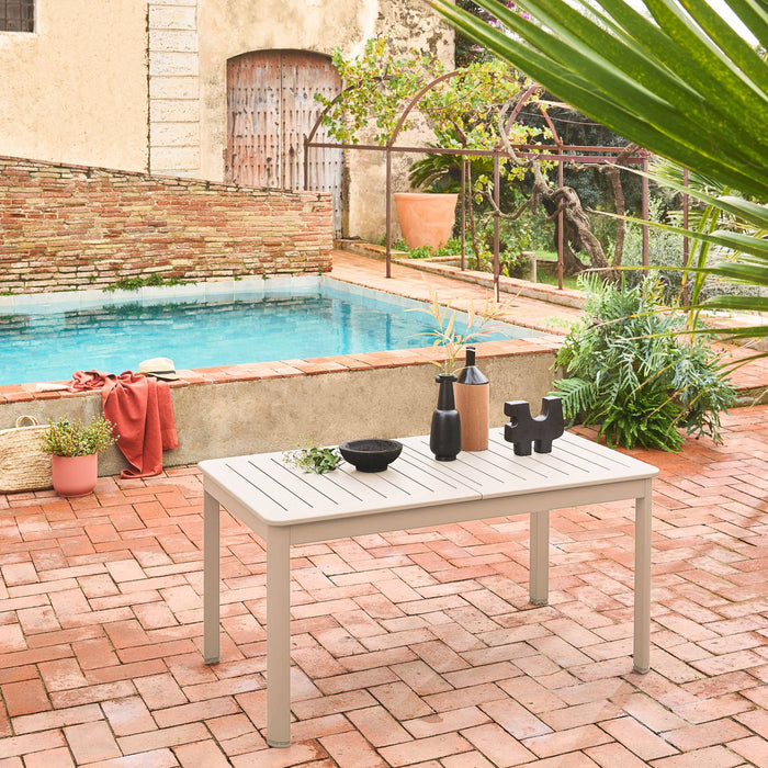 Tavolo da giardino allungabile in alluminio, 6 posti, beige