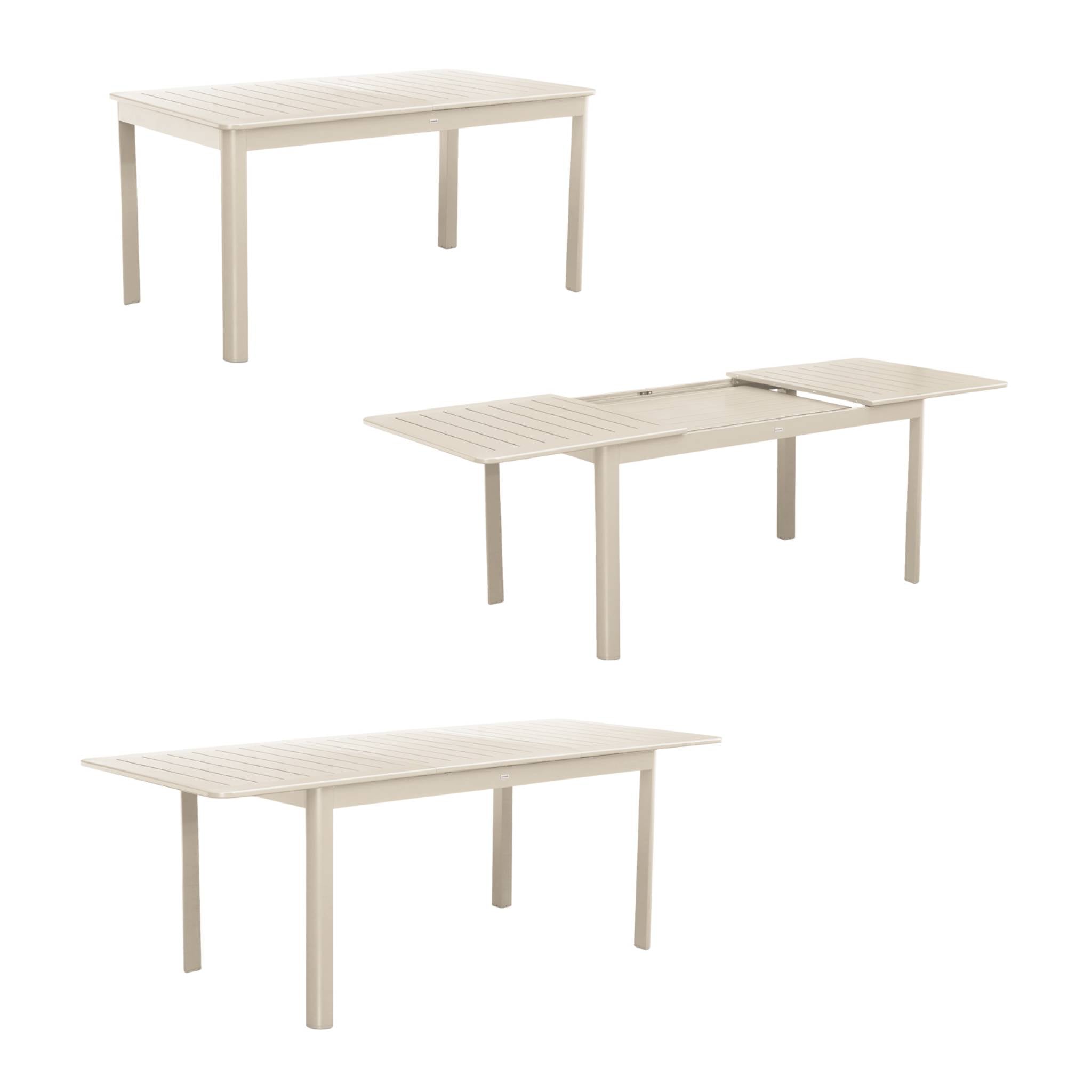 Tavolo da giardino allungabile in alluminio, 6 posti, beige