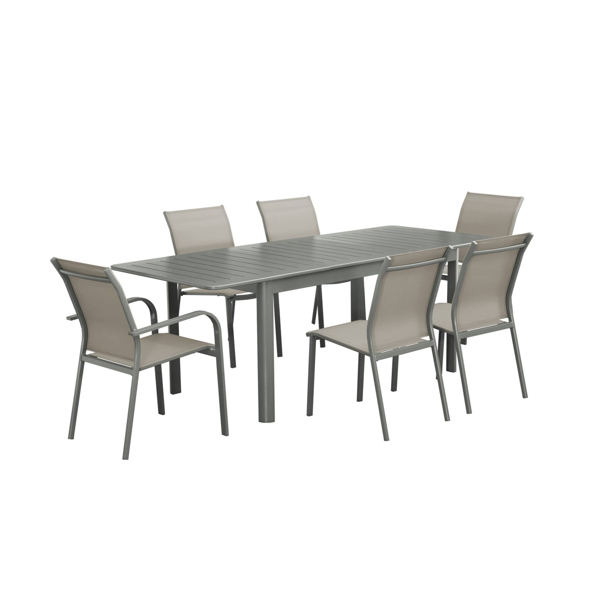 Tavolo da giardino allungabile in alluminio con 4 sedie e 2 poltrone,